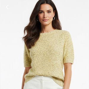 ZARA Sequin Knit Wool blend Sweater Yellow Dopamine Fairycore Whimsical Sz M